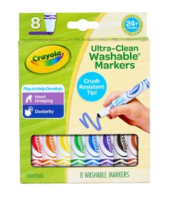 Crayola Washable Toddler Markers (8ct), Crush Resistant Markers, Toddler Art Supplies for Preschool, Gift for Toddlers, Ages 2+