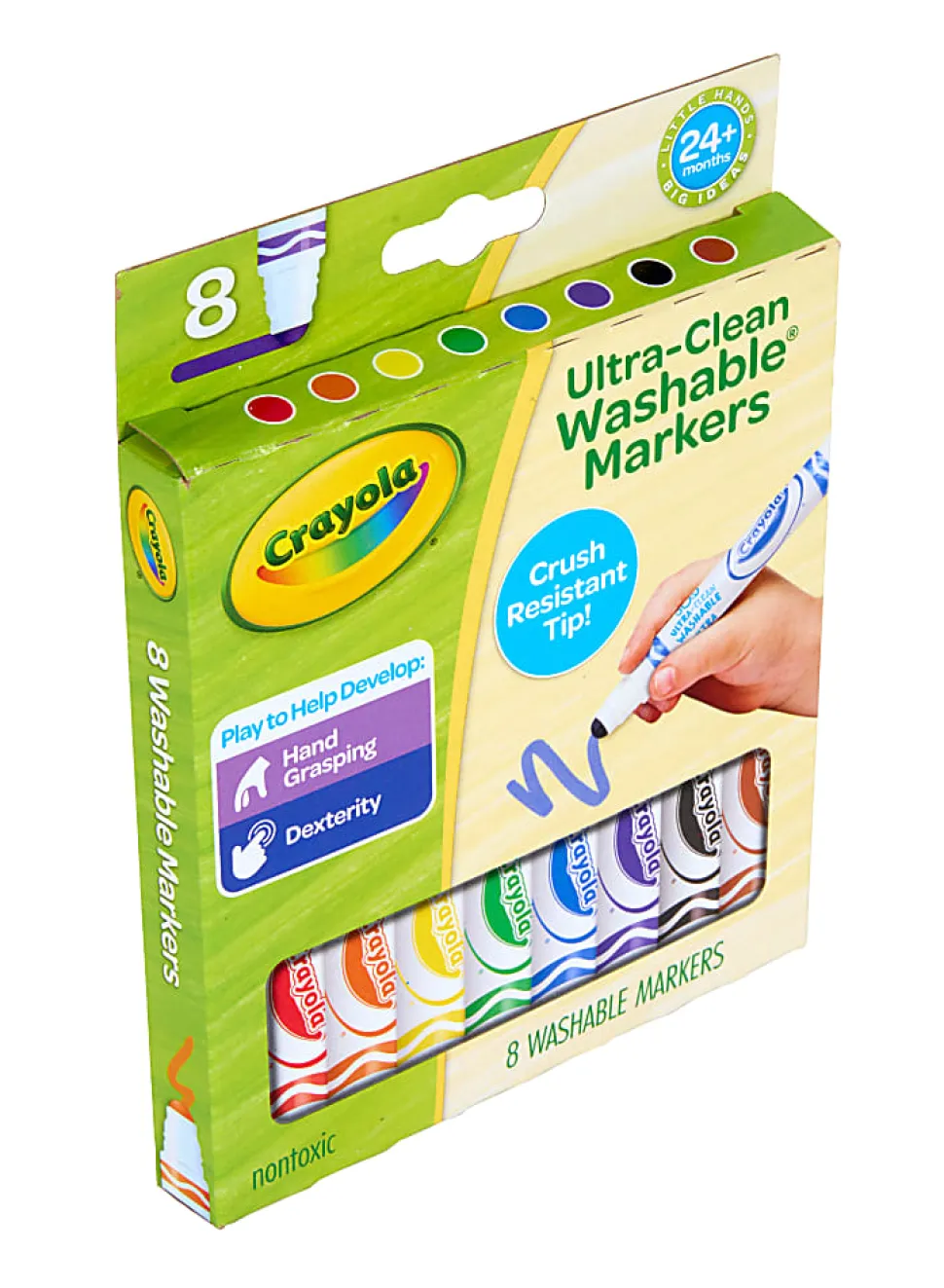Crayola Washable Toddler Markers (8ct), Crush Resistant Markers, Toddler Art Supplies for Preschool, Gift for Toddlers, Ages 2+