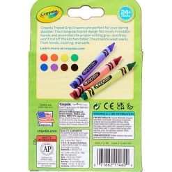 Crayola Washable Tripod Grip Crayons, 4", Assorted Colors, 8 Crayons Per Pack, Bundle Of 8 Packs
