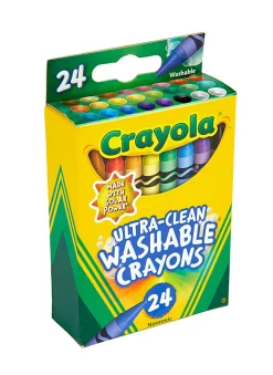 Crayola® Washable Ultra Clean Crayons, 6-1/4", Assorted Colors, Pack Of 24 Crayons