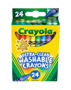 Crayola® Washable Ultra Clean Crayons, 6-1/4", Assorted Colors, Pack Of 24 Crayons