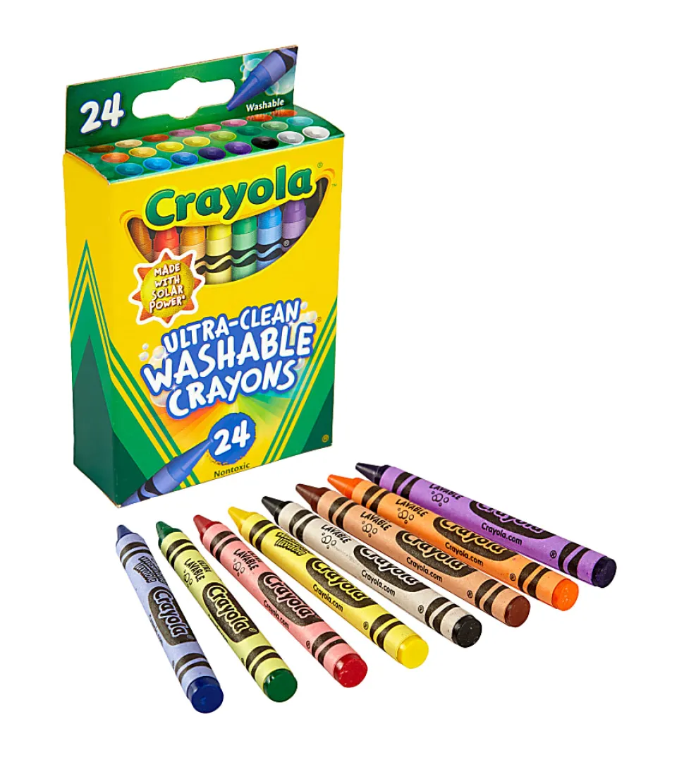 Crayola® Washable Ultra Clean Crayons, 6-1/4", Assorted Colors, Pack Of 24 Crayons