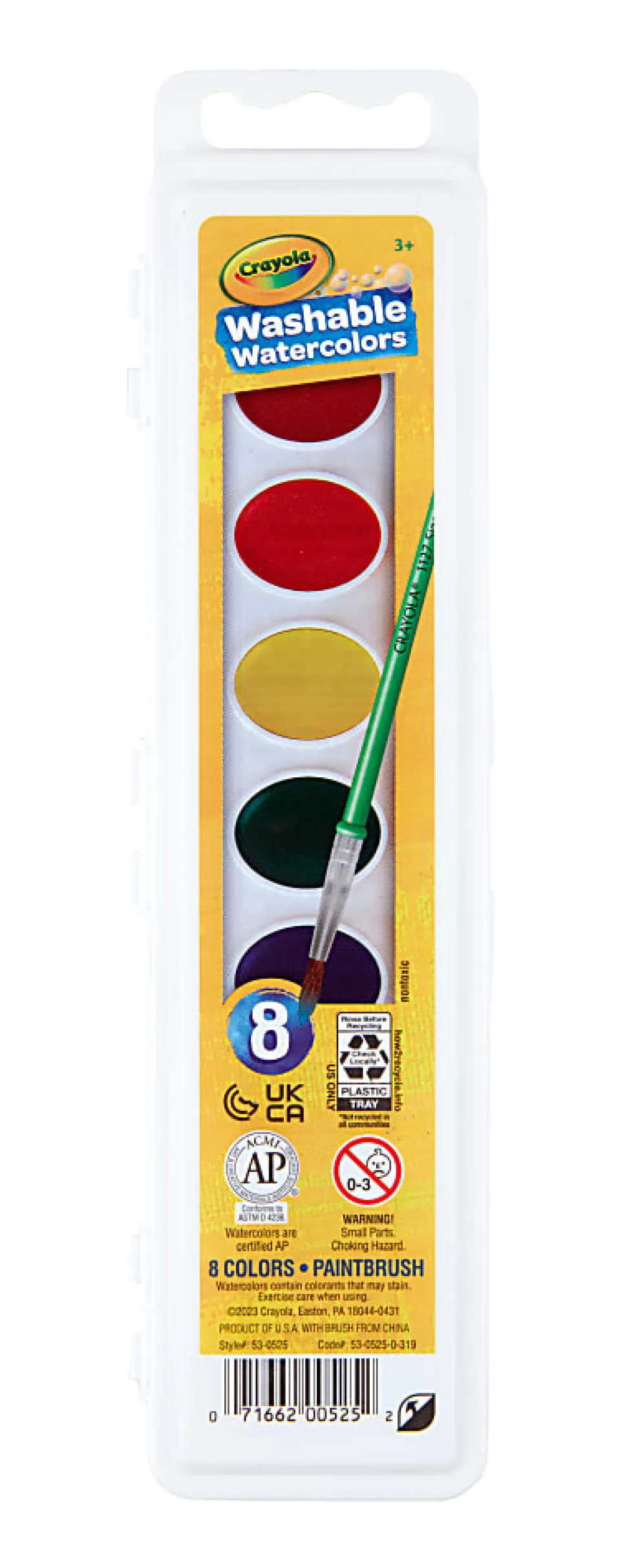 Crayola® Washable Watercolor Set With Brush, Assorted Colors