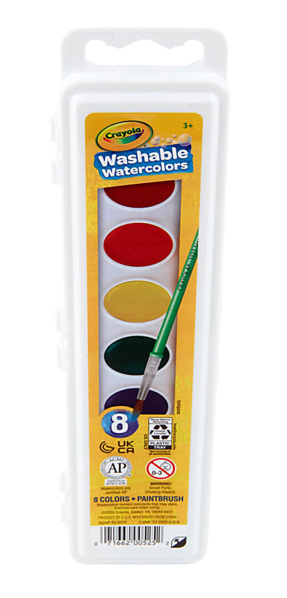 Crayola® Washable Watercolor Set With Brush, Assorted Colors