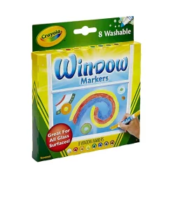 Crayola® Washable Window Markers, Conical Tip, Assorted Colors, Box Of 8