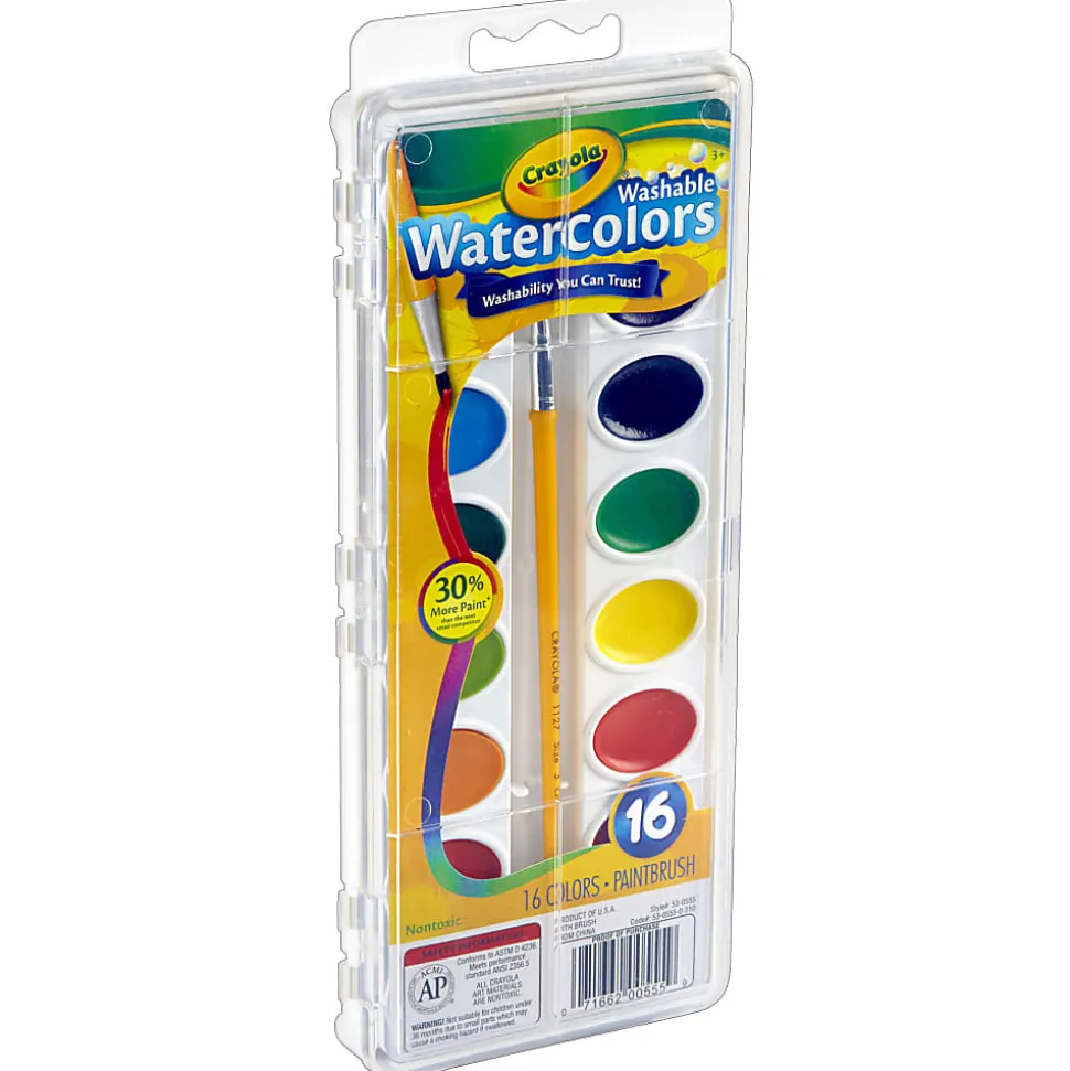 Crayola® Watercolor Set, 1 Oz, Assorted Colors, 16 Paints Per Set, Pack Of 6 Sets