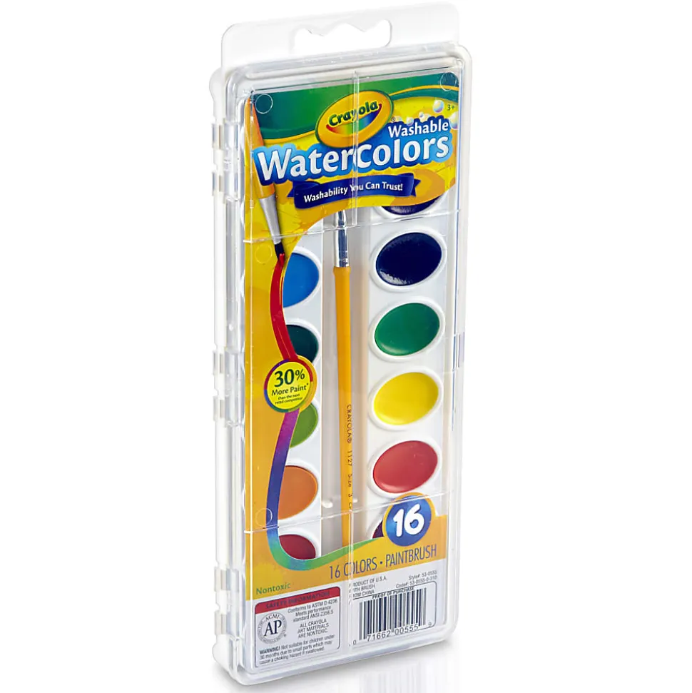 Crayola® Watercolor Set, 1 Oz, Assorted Colors, 16 Paints Per Set, Pack Of 6 Sets