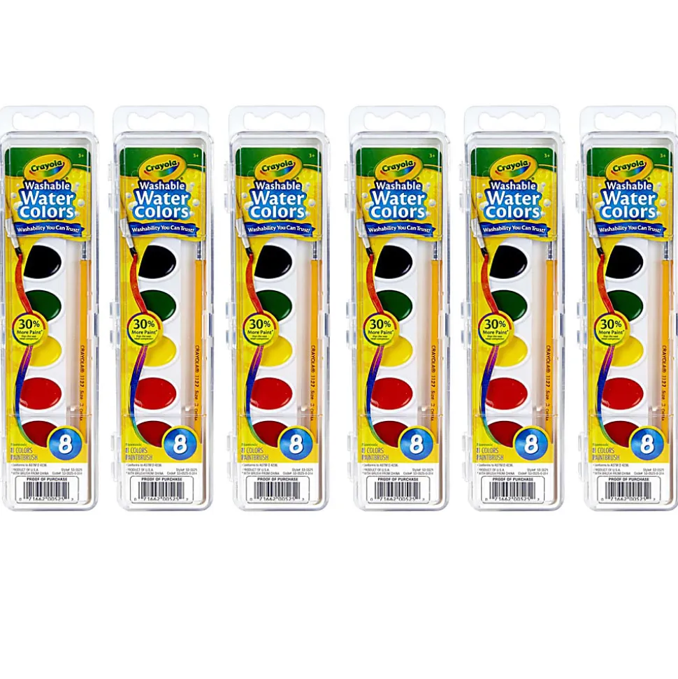 Crayola® Watercolor Set, 1 Oz, Assorted Colors, 8 Paints Per Set, Pack Of 6 Sets