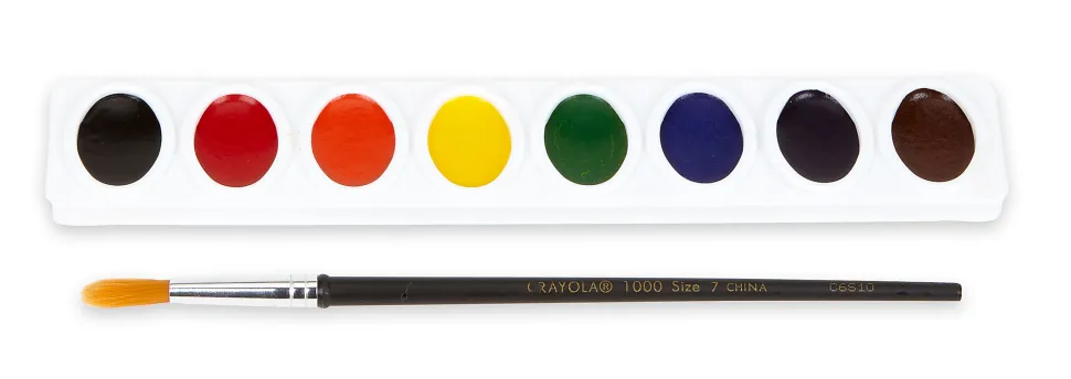 Crayola® Watercolor Set With Brush, Oval Pan, Set Of 8 Colors