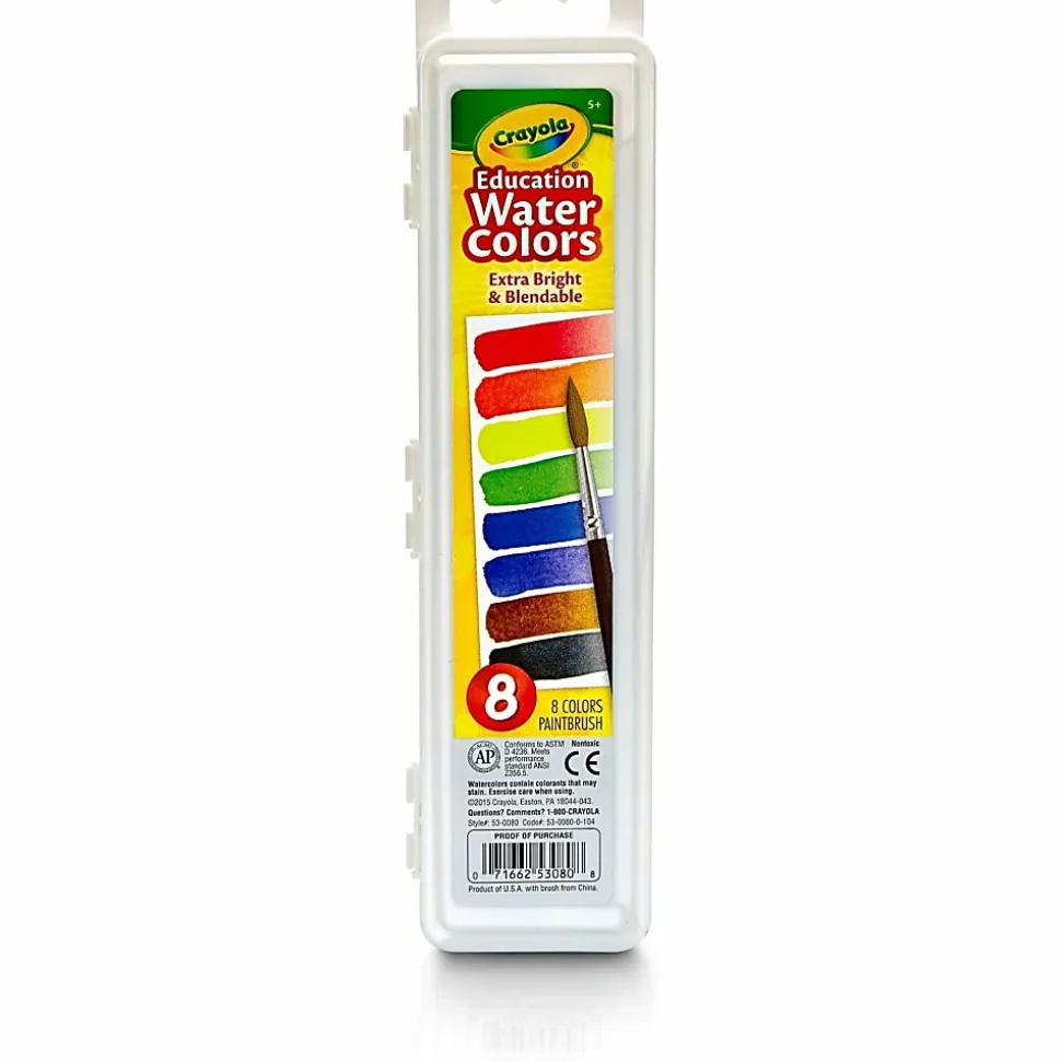 Crayola® Watercolor Set With Brush, Oval Pan, Set Of 8 Colors