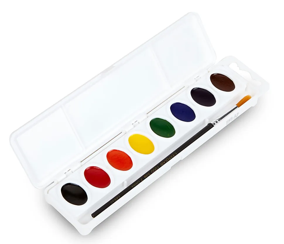 Crayola® Watercolor Set With Brush, Oval Pan, Set Of 8 Colors