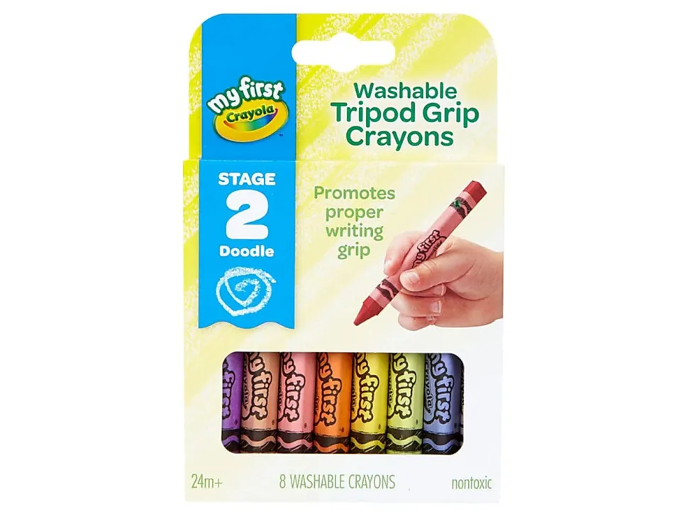 Crayola® Young Kids Washable Tripod Crayons, Assorted Colors, Pack Of 8 Crayons