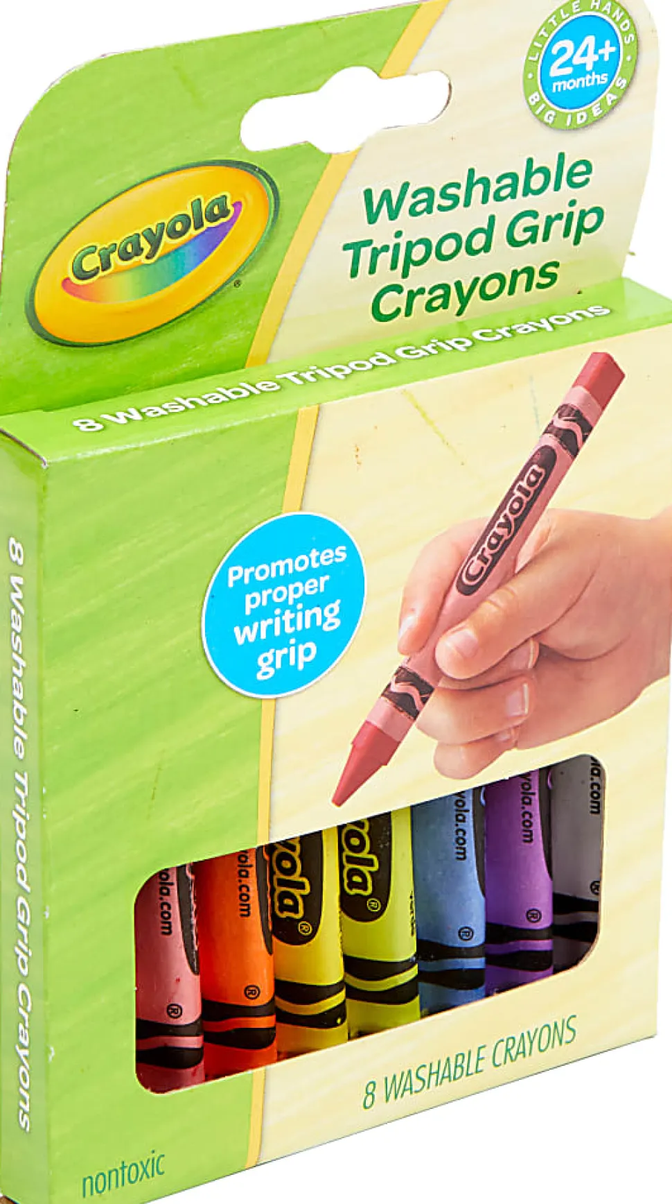 Crayola® Young Kids Washable Tripod Crayons, Assorted Colors, Pack Of 8 Crayons