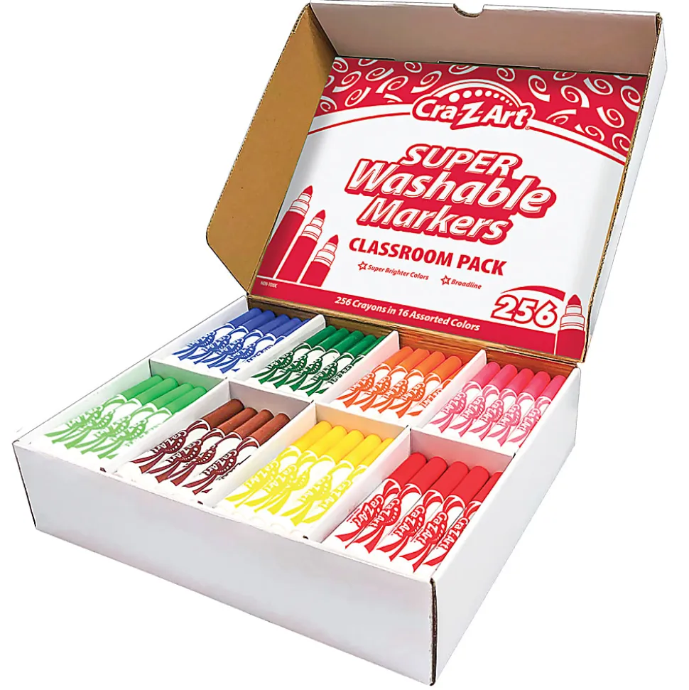 Cra-Z-Art Washable Broad Line Markers, Broad Point, Assorted Colors, Box Of 256 Markers