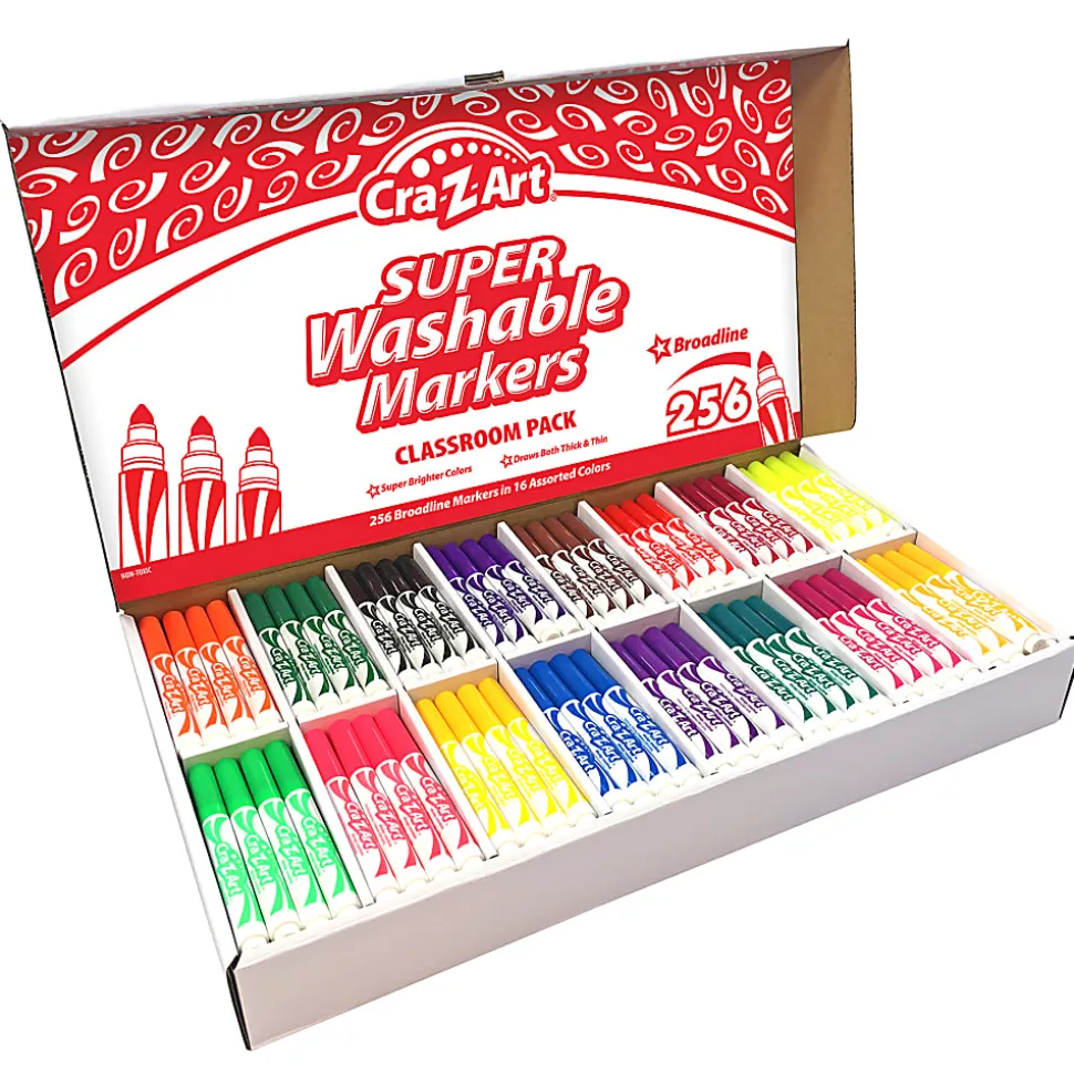 Cra-Z-Art Washable Broad Line Markers, Broad Point, Assorted Colors, Box Of 256 Markers