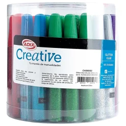Creative Glitter Glue, 10 ml, Assorted Colors, Total Qty 48
