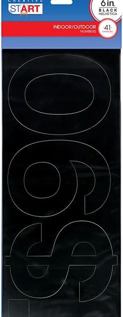 Creative Start® Self-Adhesive Numbers and Symbols, 6", Helvetica, Black, Pack of 41