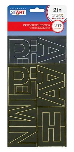 Creative Start® Self-Adhesive Letters, Numbers and Symbols, 2", Helvetica, Metallic Silver and Gold, Pack Of 200