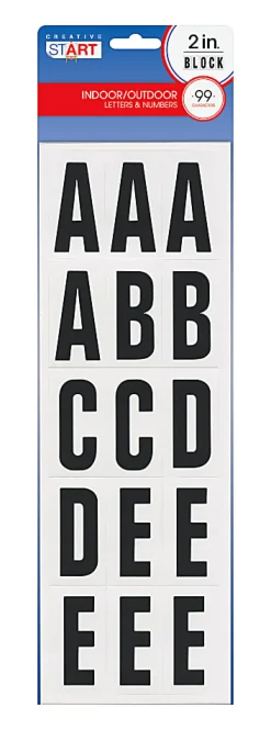 Creative Start® Self-Adhesive Letters, Numbers and Symbols, 2", Block, Black, Pack of 99