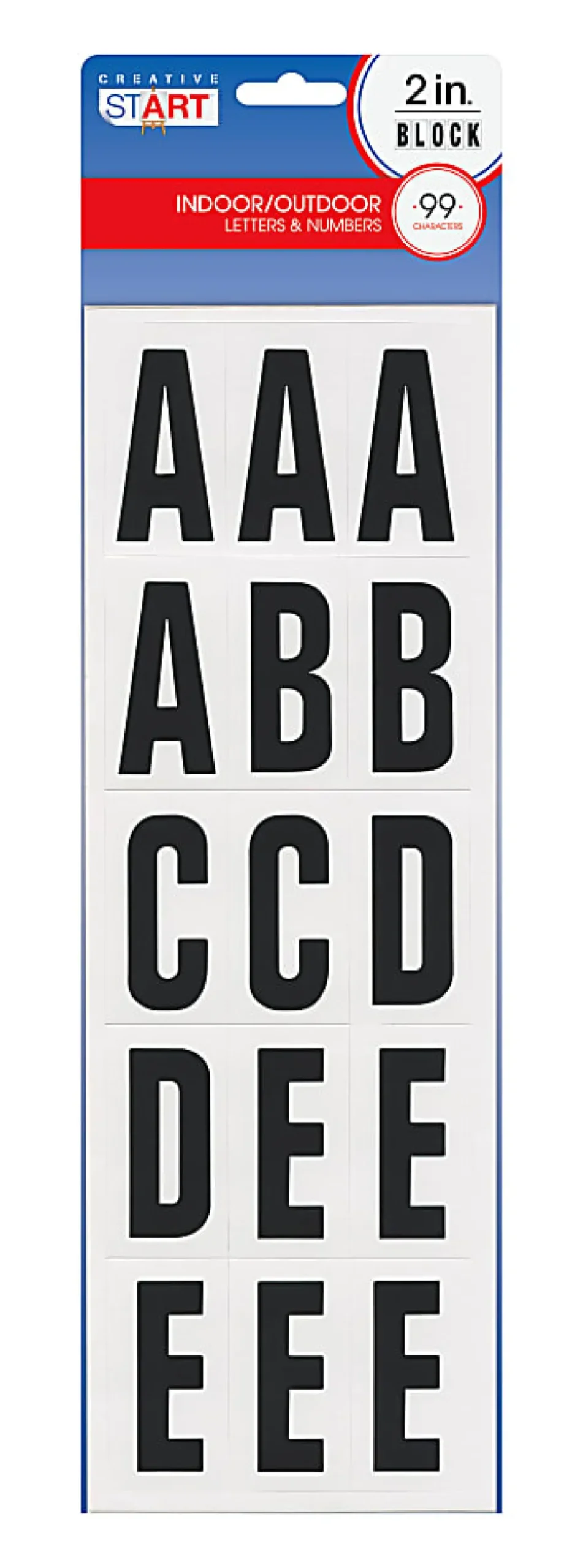 Creative Start® Self-Adhesive Letters, Numbers and Symbols, 2", Block, Black, Pack of 99