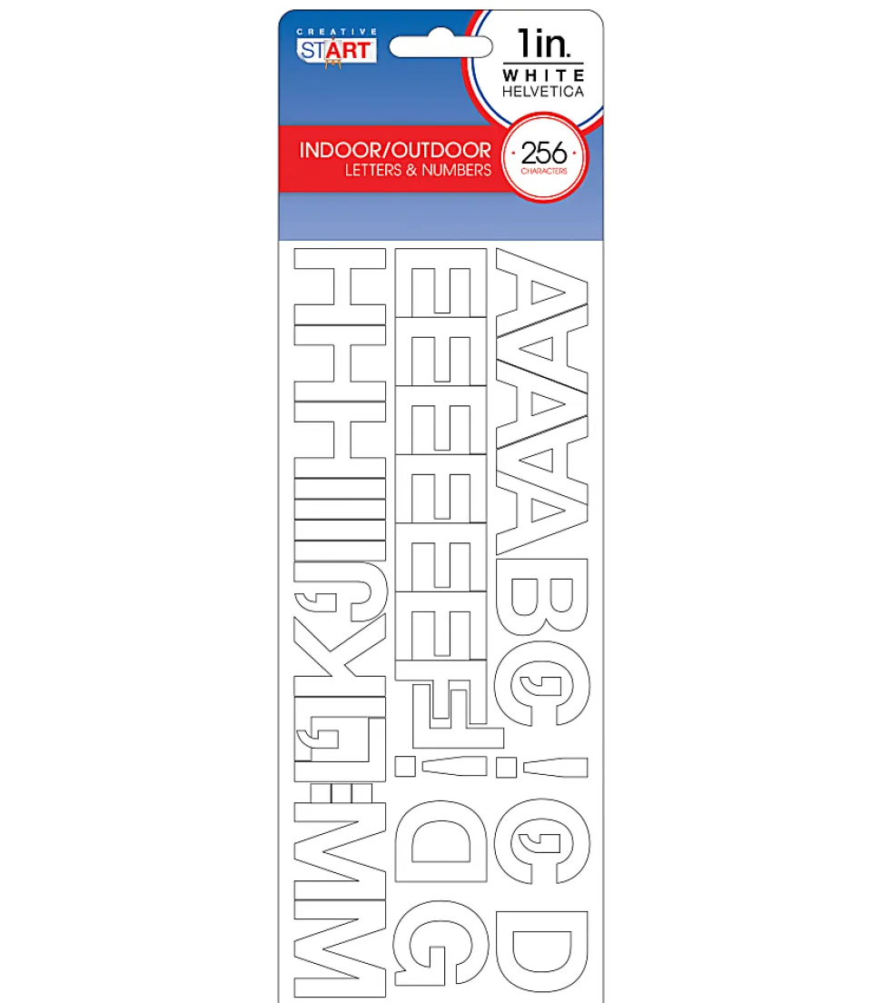 Creative Start® Self-Adhesive Letters, Numbers and Symbols, 1", Helvetica, White, Pack of 256