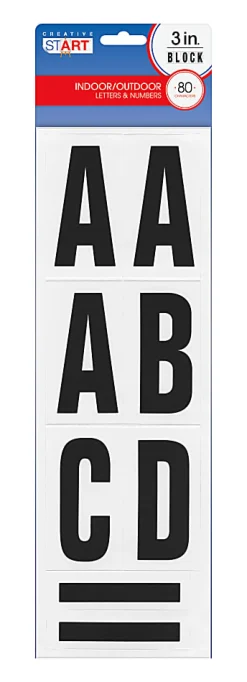Creative Start® Self-Adhesive Letters, Numbers and Symbols, 3", Block, White, Pack of 80