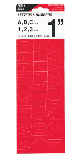 Creative Start® Self-Adhesive Letters, Numbers and Symbols, 1", Helvetica, Red, Pack of 256