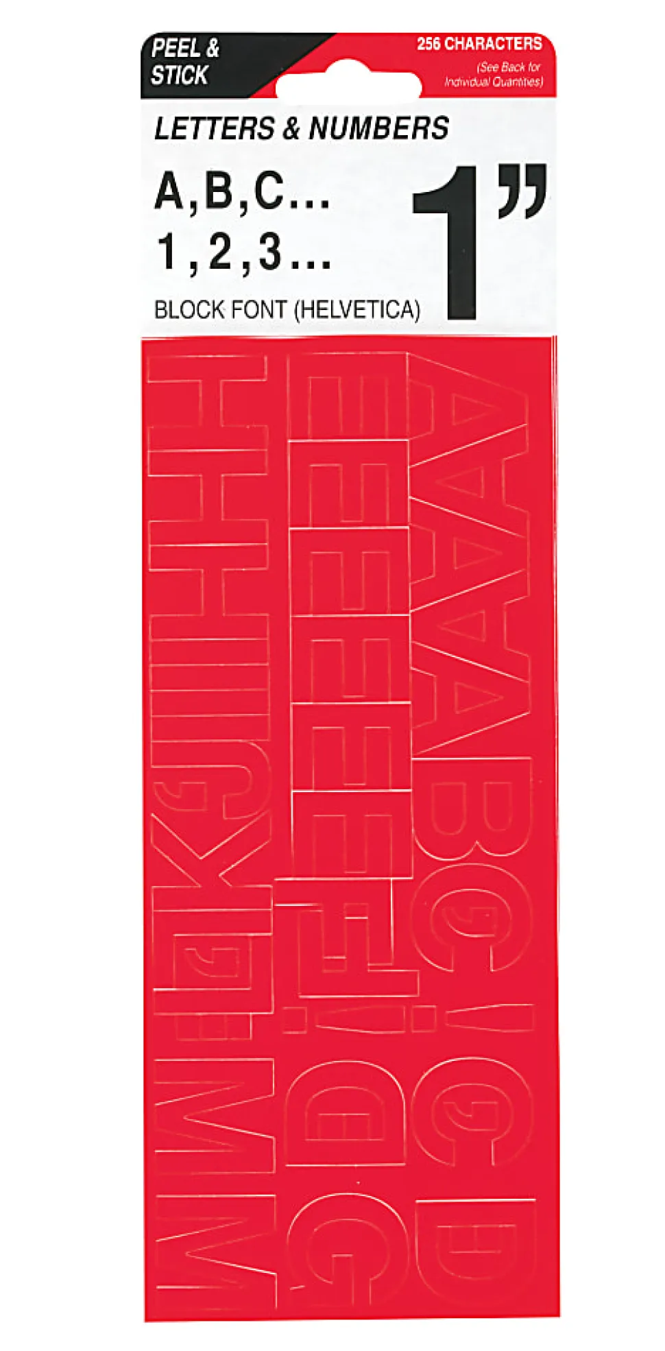 Creative Start® Self-Adhesive Letters, Numbers and Symbols, 1", Helvetica, Red, Pack of 256