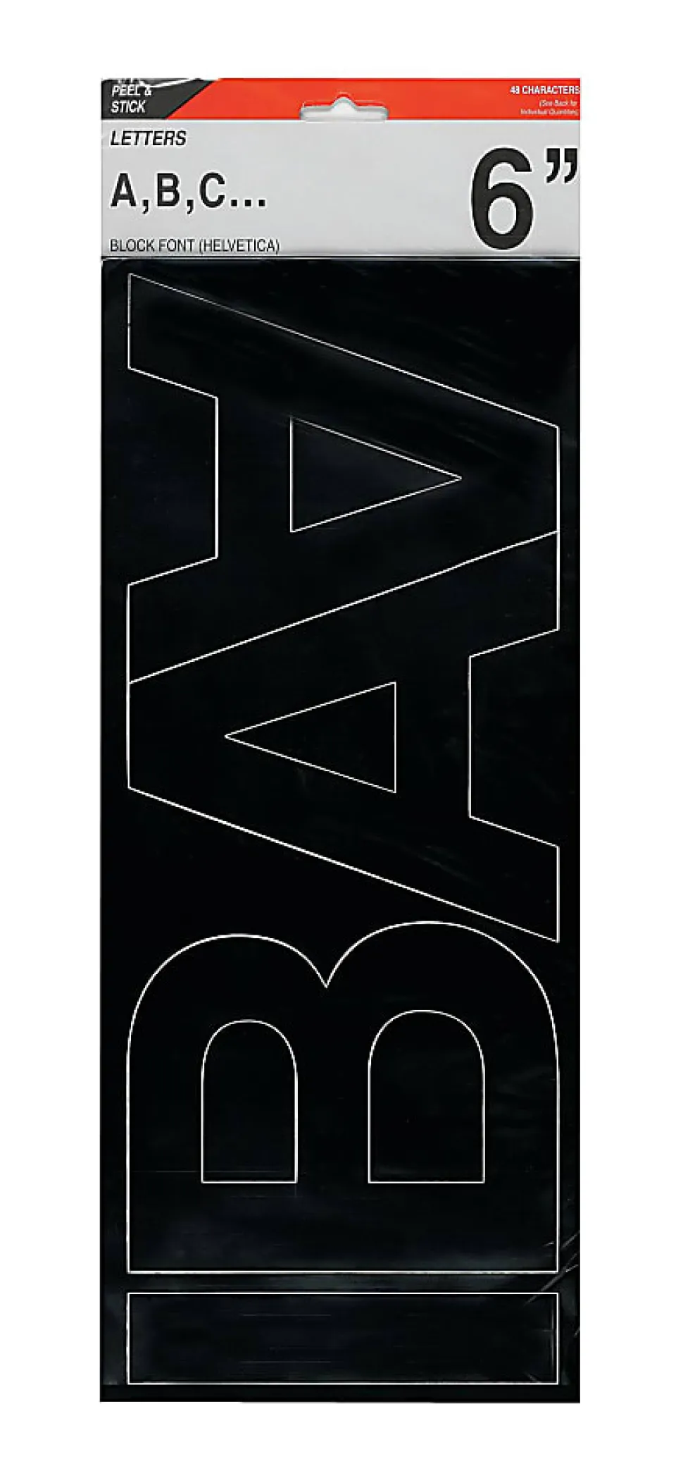 Creative Start® Self-Adhesive Letters, 6", Helvetica, Black, Pack of 43