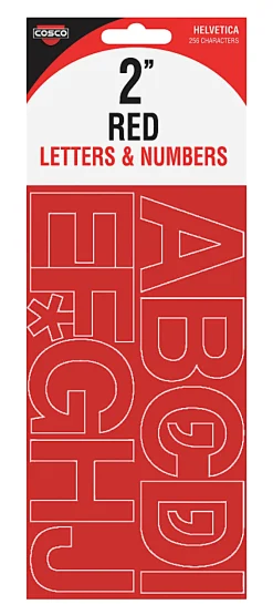 Creative Start® Self-Adhesive Letters, Numbers and Symbols, 2", Helvetica, Red, Pack of 133