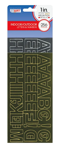 Creative Start® Self-Adhesive Letters, Numbers and Symbols, 1", Helvetica, Metallic Silver and Gold, Pack of 256