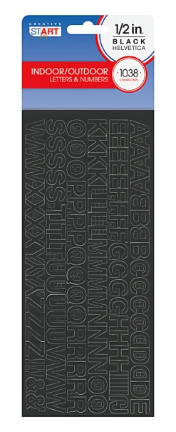Creative Start® Self-Adhesive Letters, Numbers and Symbols, 1/2", Helvetica, Black, Pack of 1038