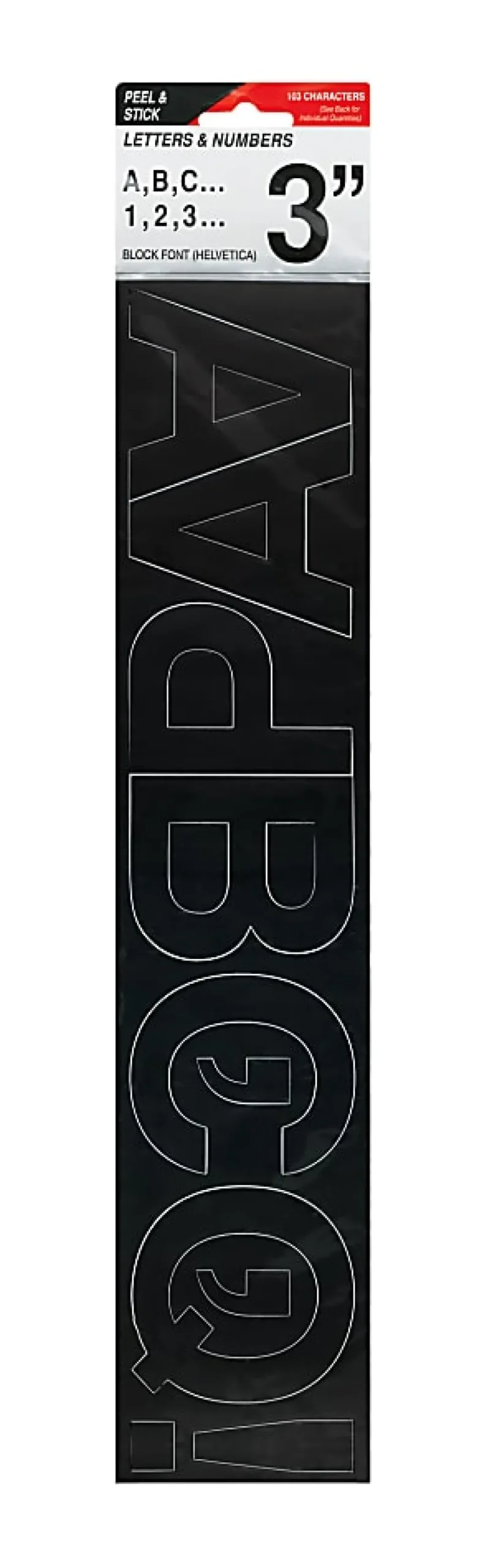 Creative Start® Self-Adhesive Letters, Numbers and Symbols, 3", Helvetica, Black, Pack of 103
