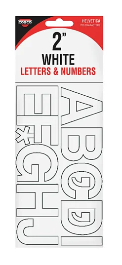 Creative Start® Self-Adhesive Letters, Numbers and Symbols, 2", Helvetica, White, Pack of 133
