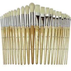 Creativity Street Beginner Paint Brushes, Preschool Brush Set, Natural, 24 Brushes Per Pack, Set Of 2 Packs
