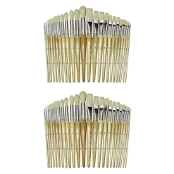 Creativity Street Beginner Paint Brushes, Preschool Brush Set, Natural, 24 Brushes Per Pack, Set Of 2 Packs