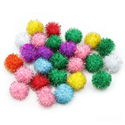 Creativity Street Glitter Pom Poms, 33 mm, Assorted Colors, Pack Of 40 Pom Poms