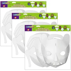 Creativity Street Paper Die-Cut Masks, Assorted Sizes, Multi-Cultural Assortment, 24 Masks Per Pack, Bundle Of 3 Packs