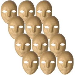 Creativity Street Papier Mache Masks, 8" x 5-1/4", Tan, Pack Of 12 Masks