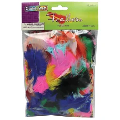 Creativity Street Plastic Turkey Plumage Feathers, Bright Hues, Set Of 12 Packs