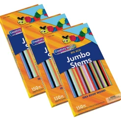 Creativity Street Stem Variety Pack, 12" x 6 mm, Assorted Colors, 150 Pieces Per Pack, Set Of 3 Packs