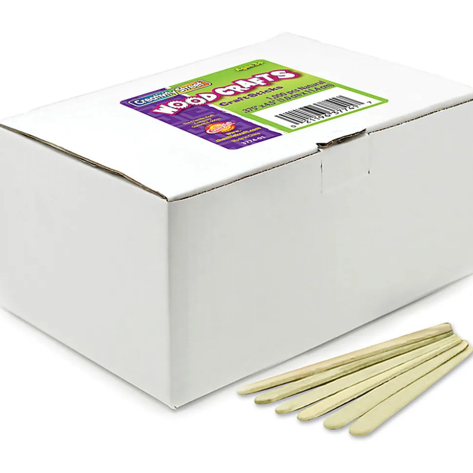 Creativity Street Wood Crafts Economy Craft Sticks, 4-1/2" x 3/8", Natural, Box of 1,000