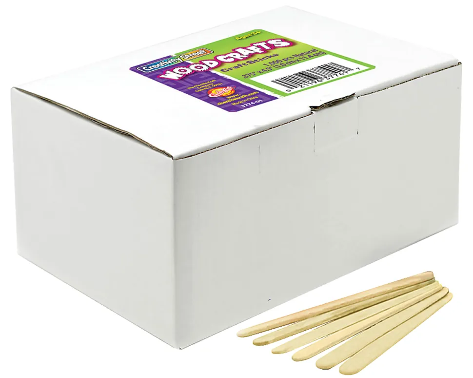 Creativity Street Wood Crafts Economy Craft Sticks, 4-1/2" x 3/8", Natural, Box of 1,000