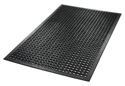 Crown SafeWalk-Light Antifatigue Drainage Mat, 36" x 60", Black