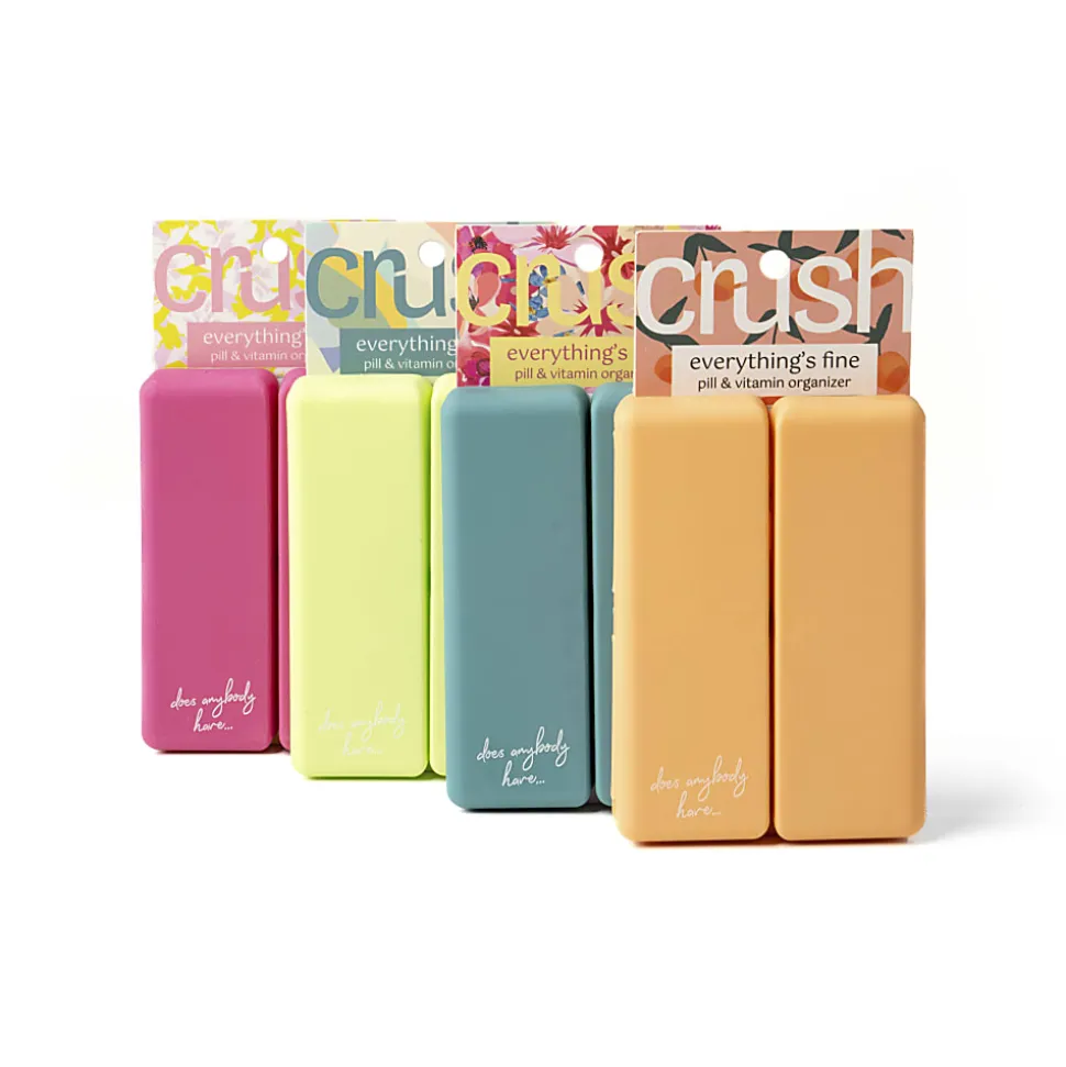 Crush Everything's Fine Pill And Vitamin Cases, 2-3/4”H x 3-3/4”W x 1-1/8”D, Assorted Colors, Pack Of 24 Cases