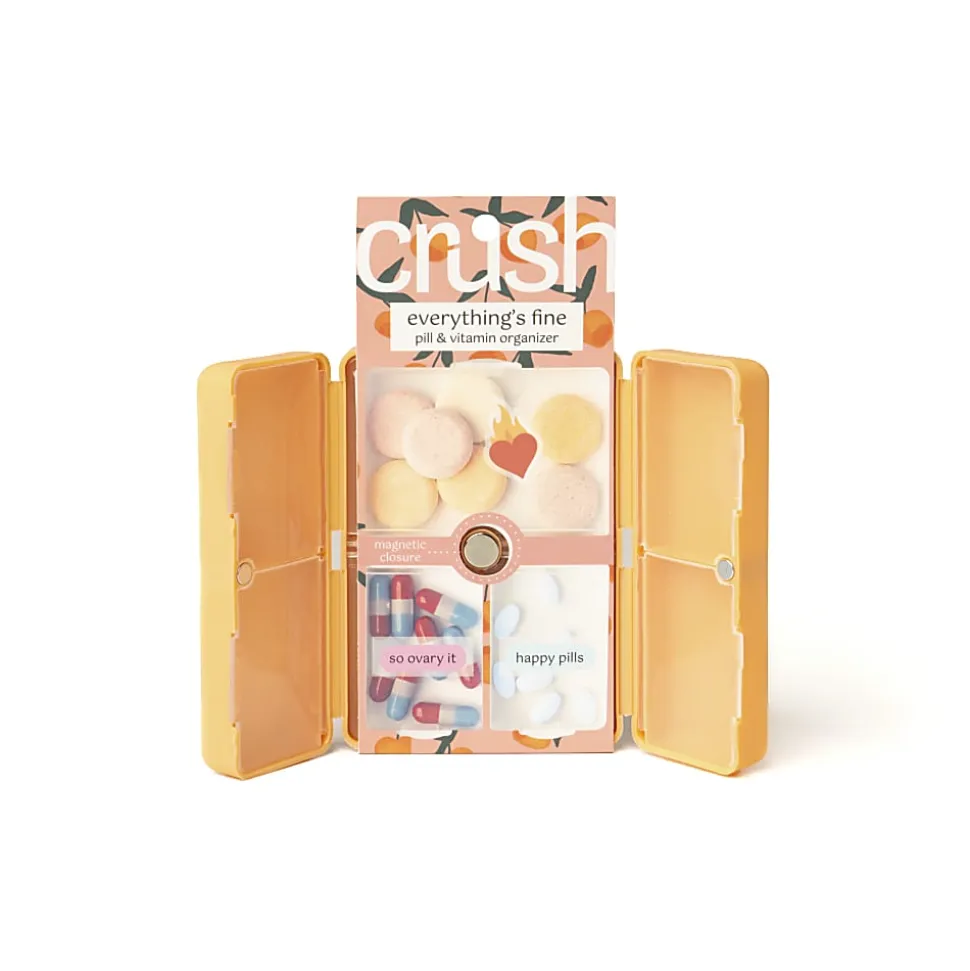 Crush Everything's Fine Pill And Vitamin Cases, 2-3/4”H x 3-3/4”W x 1-1/8”D, Assorted Colors, Pack Of 24 Cases