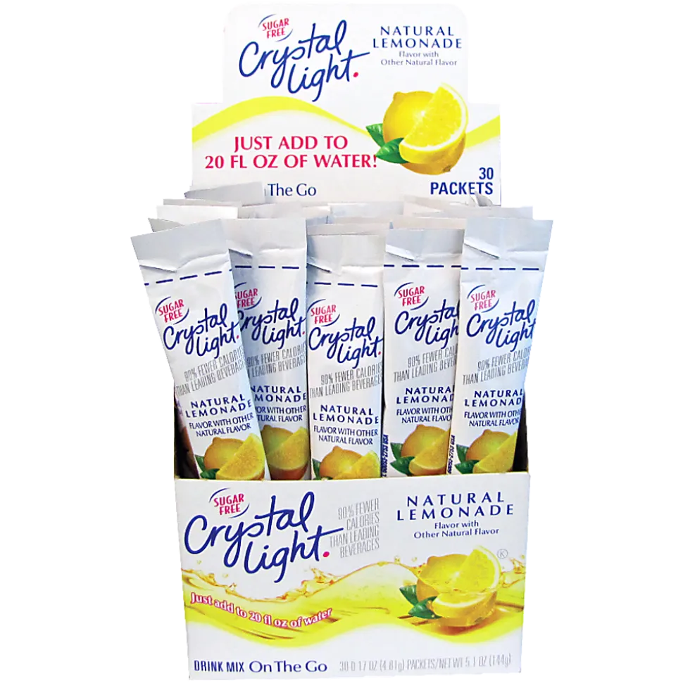 Crystal Light® On The Go Mix Sticks, Lemon, 0.17 Oz, Box Of 30 Packets