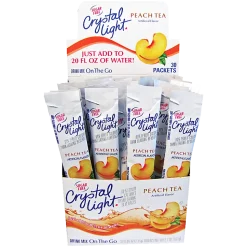 Crystal Light® On The Go Mix Sticks, Peach Tea, 0.09 Oz, Box Of 30 Packets