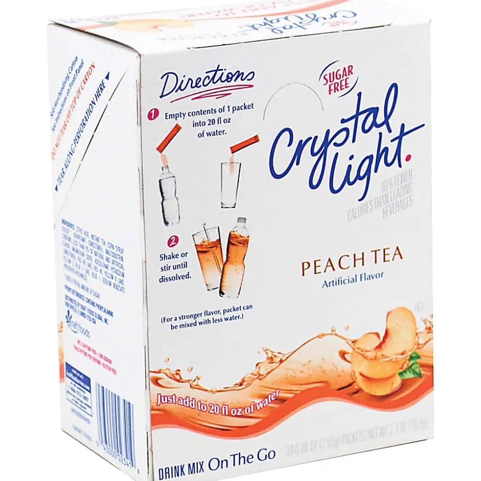 Crystal Light® On The Go Mix Sticks, Peach Tea, 0.09 Oz, Box Of 30 Packets