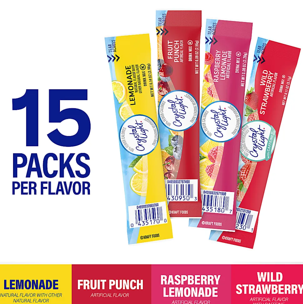 Crystal Light On-The-Go Sugar-Free Drink Mix Variety Pack, 6.3 Oz, Pack Of 60 Packets